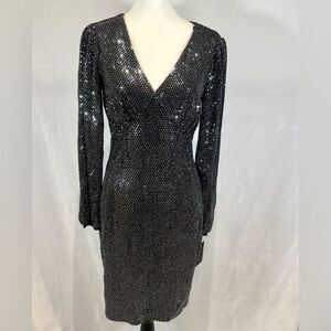 Alexa B black and silver sequin nites dress size 8 NWT